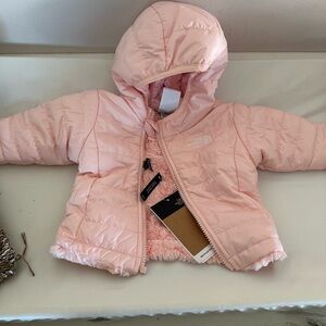 North face pink baby jacket reversible